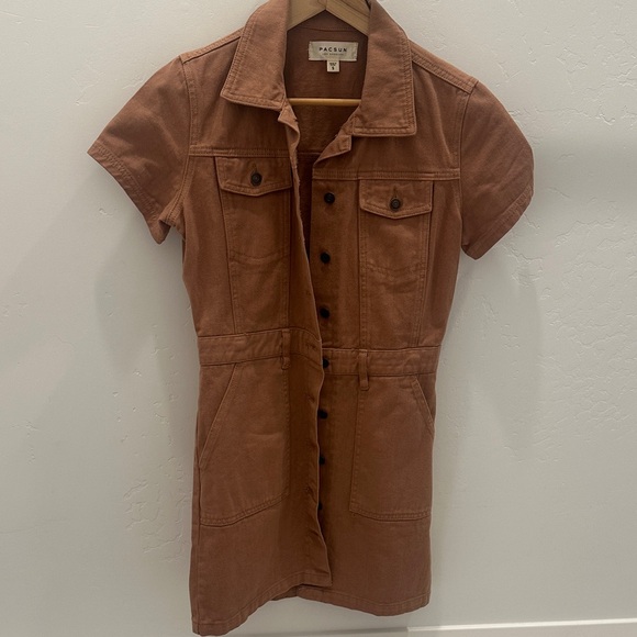 PacSun Tan Short Sleeve Dress - Picture 1 of 3